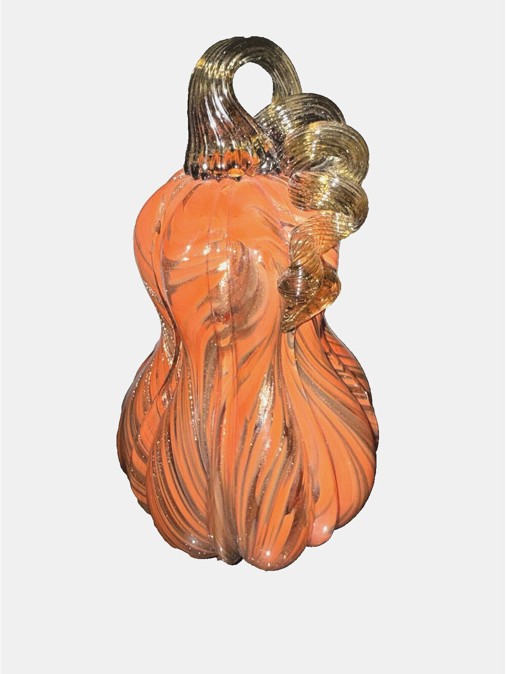 Shades of Fall Gourd-Shaped Blown Glass Pumpkin fall decor